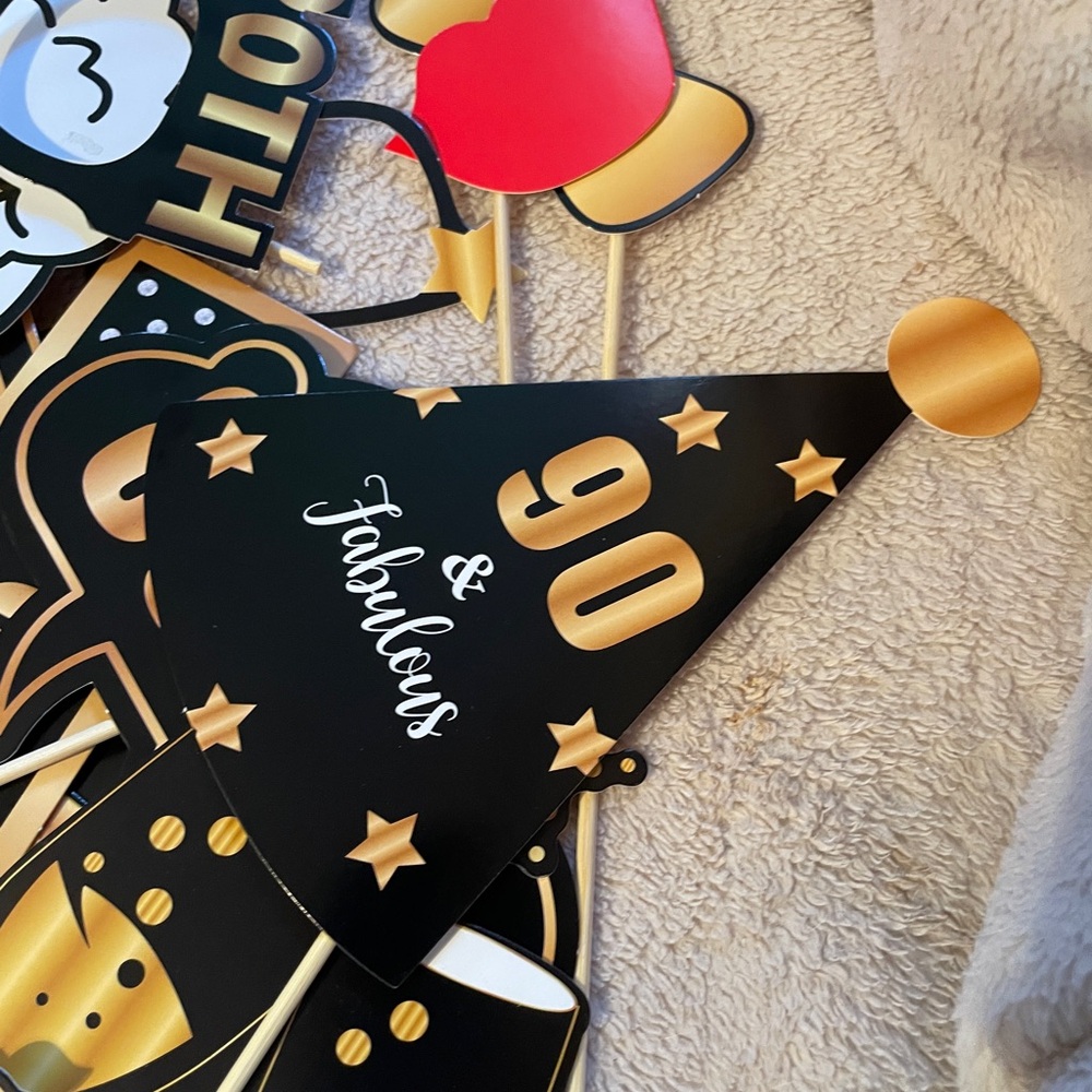 WINTER CLEAN OUT - 90th Birthday Black and Gold Party Supplies Set